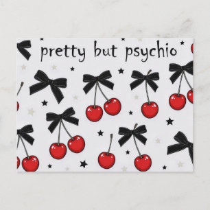 Pretty But Psycho Cherry Bow Coquette  Briefkaart