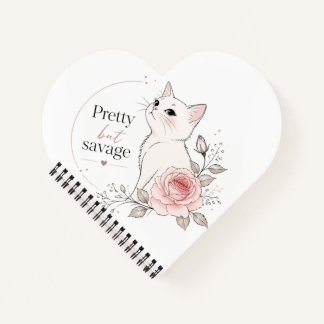 Pretty But Savage White Cat Rose Notebook Notitieboek