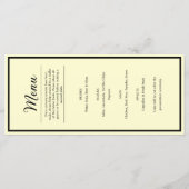 Pretty Butter Yellow Wedding Reception Dinner Menu (Devant)