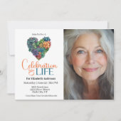 Pretty Cactus Heart Celebration Of Life Invitation (Devant)
