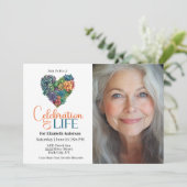 Pretty Cactus Heart Celebration Of Life Invitation Kaart (Staand voorkant)