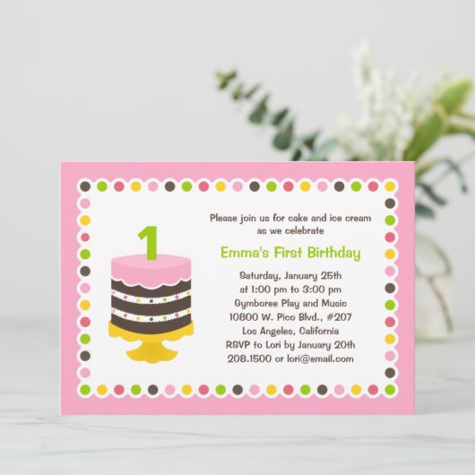 Pretty Cake - Invitation de fête d'anniversaire (Debout devant)
