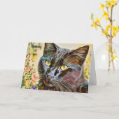 Pretty Cat Penser de vous Carte colorée (Fleur jaune)