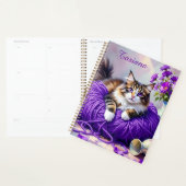 Pretty Cat with Purple Flowers and Yarn (Devant avec enveloppe)