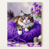 Pretty Cat with Purple Flowers and Yarn (Dos)