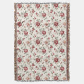 Pretty Chic Red Cream Floral  Deken (Voorkant Verticaal)