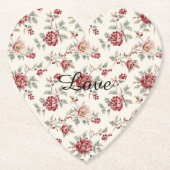 Pretty Chic Rode Crème Bloemen  Kartonnen Onderzetters (Voorkant)