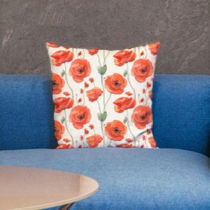 Pretty Chic Rode En Witte Klaproos Bloemenpatroon Kussen