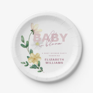 Pretty Chic Wildflowers in Bloom Baby Shower Papieren Bordje