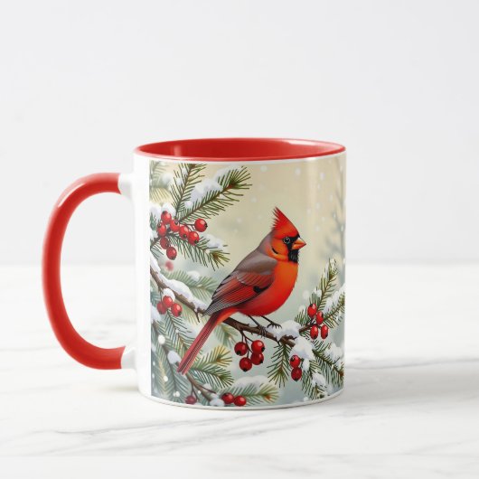 Pretty Christmas Cardinal and Pine Branches Mok (Links)