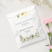 Pretty Classic White Roses Funeral Seed Packet Bedankzakje (Gezegeld)