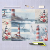 Pretty Coastal Christmas Lighthouse Collage Tissuepapier (Craft)