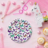 Pretty Colorful Butterflies Pattern Papieren Bordje (Feest)