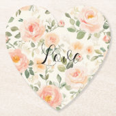 Pretty Cream Peach Floral Bridal Shower Kartonnen Onderzetters (Voorkant)