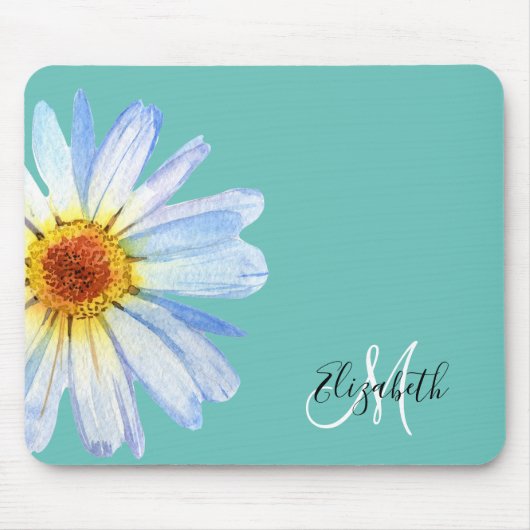 Pretty Daisy Witte Roze Monogram Muismat (Voorkant)