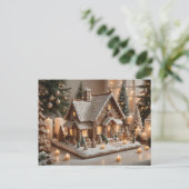 Pretty decorated gingerbread house feestdagenkaart (Staand voorkant)