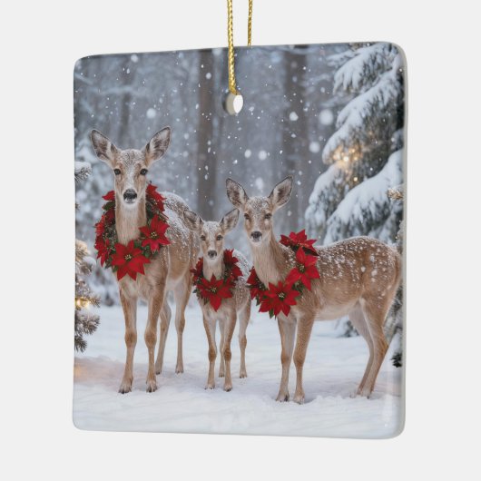 Pretty Deer Family Wreath Tree Keramisch Ornament (Links)