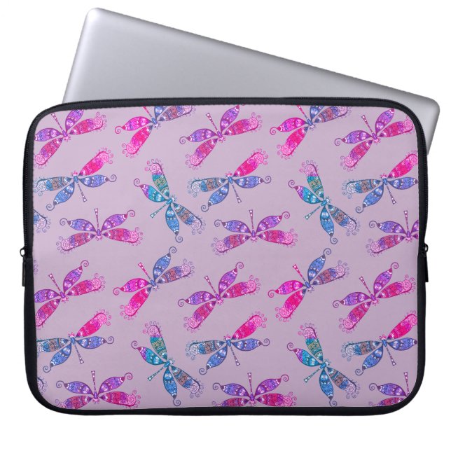 Pretty Dragonfly Purple Blue Two Tone Pattern  Laptop Sleeve (Voorkant)