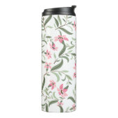 Pretty Elegant Pink Floral Pattern White Thermosbeker (Gedraaid links)