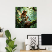 Pretty Elven Fairy Playing Clarinet Poster (Thuiskantoor)