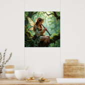 Pretty Elven Fairy Playing Clarinet Poster (Keuken)