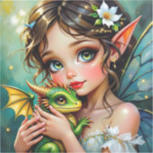 Pretty  Fairy and Dragon Themed Girl's   Sticker (Voorkant)