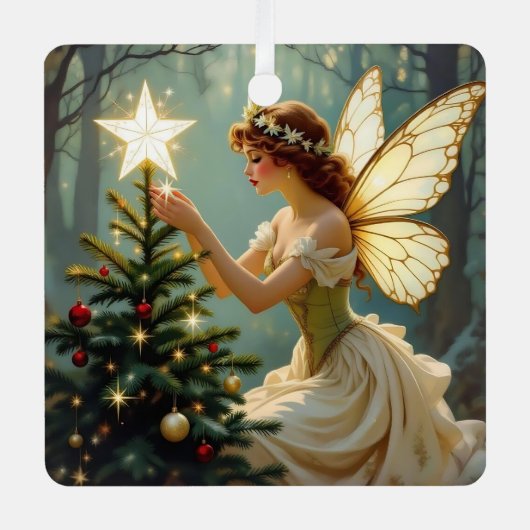 Pretty Fairy Personalized Enchanted Christmas Metalen Ornament (Voorkant)