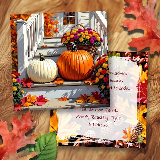 Pretty Fall Front Steps | Happy Thanksgiving  Kaart