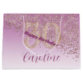 Pretty Falling Rose Gold Glitter 30th Birthday Groot Cadeauzakje (Voorkant)