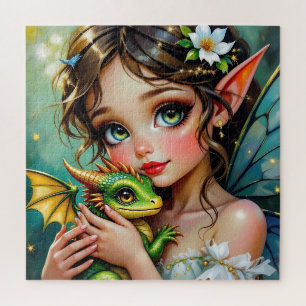 Pretty Fee- en Draak Thema Meisjes Legpuzzel
