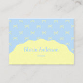 Pretty Feminine Blue Yellow Bow Stripe Pattern Visitekaartje (Voorkant)