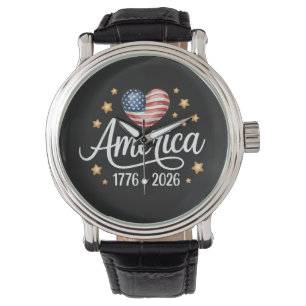 Pretty Flag Hart 1776-2026 4 juli 250ste  Horloge