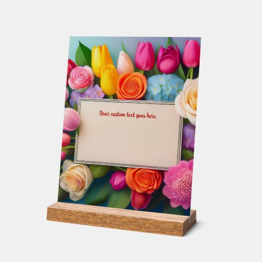 Pretty Floral Framed Roses Tulips Hydrangea Custom Acryl Bord (Hoek)