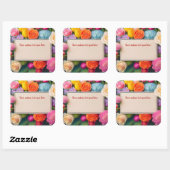 Pretty Floral Framed Roses Tulips Hydrangea Custom Vierkante Sticker (Vel)