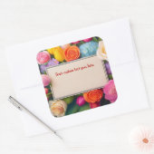 Pretty Floral Framed Roses Tulips Hydrangea Custom Vierkante Sticker (Envelop)