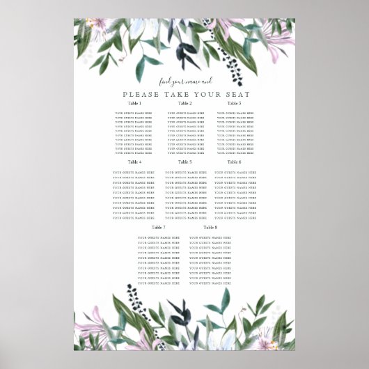 Pretty floral watercolour wildflowers poster (Devant)