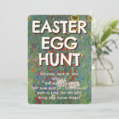 Pretty Flower Easter Egg Hunt Invitation Kaart (Staand voorkant)