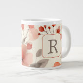 Pretty Flower Monogram Template Personalized Extra Grote Beker (Voorkant rechts)