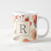 Pretty Flower Monogram Template Personalized Extra Grote Beker (Rechts)