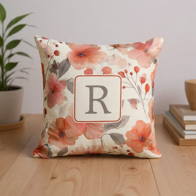 Pretty Flower Monogram Template Personalized Kussen (Pretty Flower Monogram Template Personalized Throw Pillow by Ricaso. Stunning and elegant. 
)
