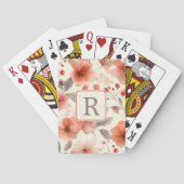 Pretty Flower Monogram Template Personalized Pokerkaarten (Achterkant)