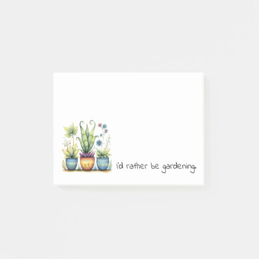 Pretty Flower Pots I'd Rather Be Gardening Post-it® Notes (Voorkant)