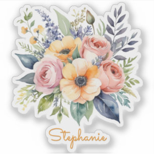 Pretty Flowers Bloemendesign Mooie Naam Sticker