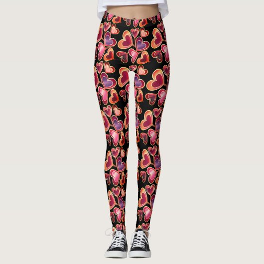 Pretty Foil Textured Stack Double Heart Lolly's Leggings (Voorkant)