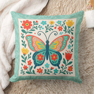 Pretty Folk Art Butterfly  Kussen
