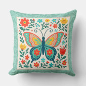 Pretty Folk Art Butterfly  Kussen (Voorkant)