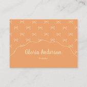 Pretty Girly Feminine Orange Bow Stripe Pattern Visitekaartje (Voorkant)