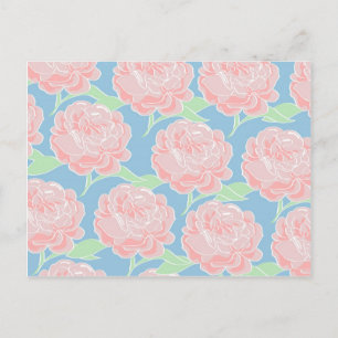 Pretty Girly Pastel Pink and Blue Floral Print Briefkaart