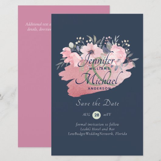 Pretty Girly Roze Gouden Budget Save Dates (Voorkant / Achterkant)