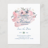 Pretty Girly Roze Gouden Budget Save Dates (Voorkant)